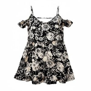 Forever 21 L Black White Floral Off Shoulder Top R $35